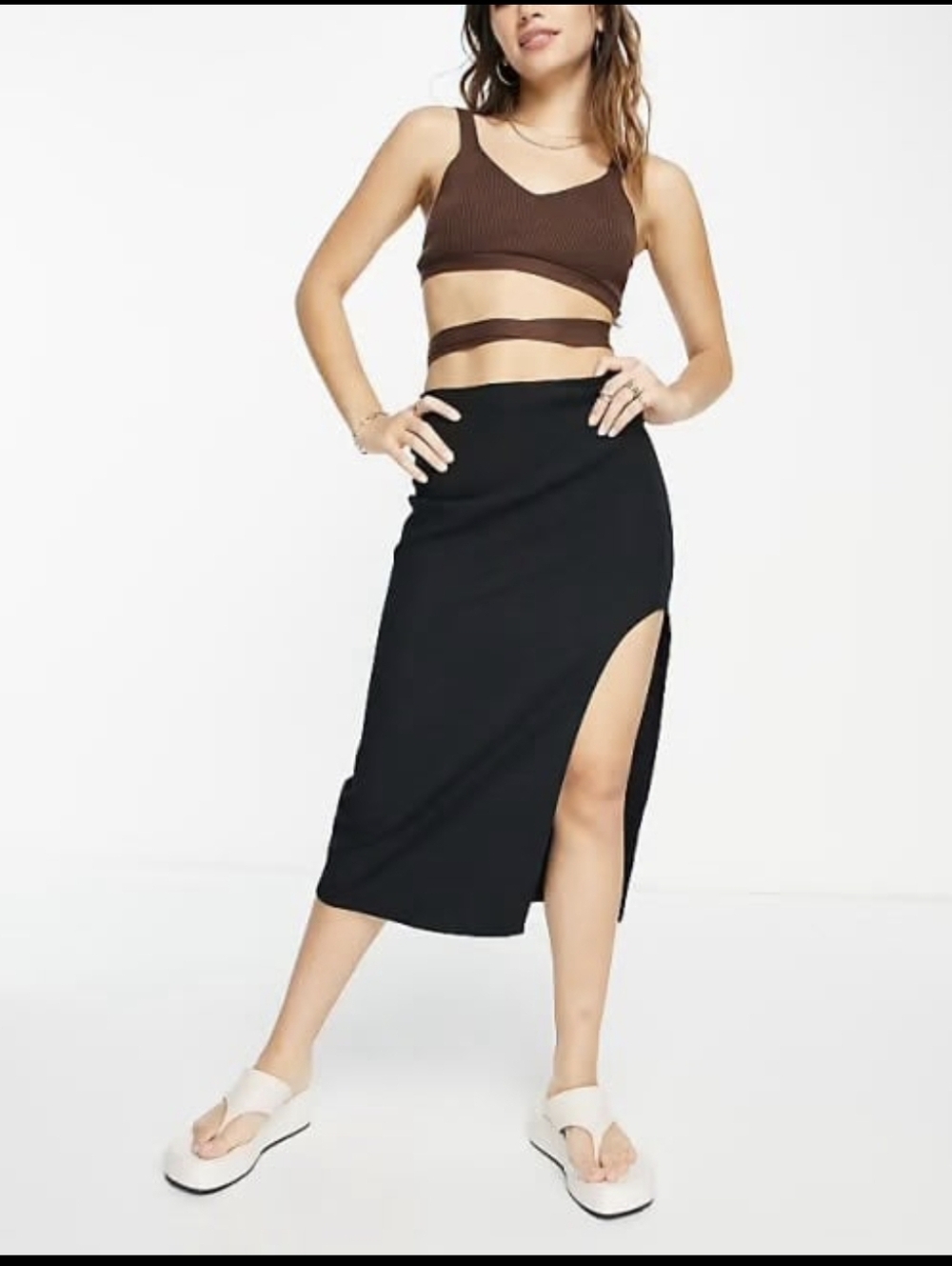 Abercrombie & Fitch Side Slit Black Midi Skirt Elevated Ponte Midi Skirt Size XS